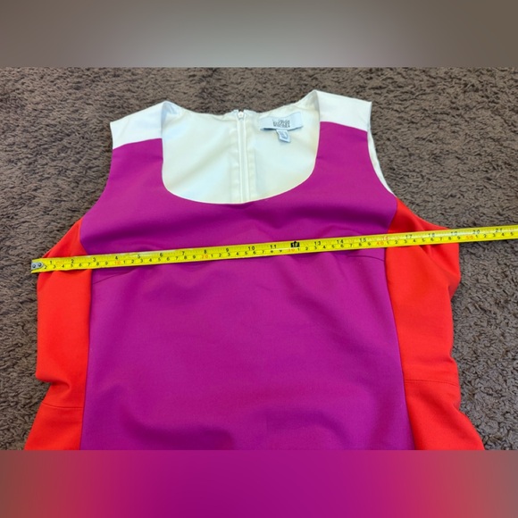 Belle Badgley Mischka Sheath Dress Colorblock Magenta Red Stretch US 12 44 - Picture 7 of 9